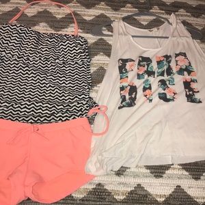 Paradise tank, full length bikini, and boyshorts